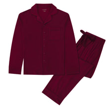 Load image into Gallery viewer, MIDNIGHT JEWEL (RICH BURGUNDY) - Men's Two Piece Long Matching Pyjama Set