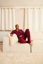 Load image into Gallery viewer, MIDNIGHT JEWEL (RICH BURGUNDY) - Men's Two Piece Long Matching Pyjama Set