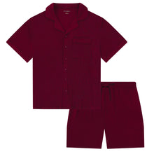 Load image into Gallery viewer, MIDNIGHT JEWEL (RICH BURGUNDY) - Men's Two Piece Short Matching Pyjama Set
